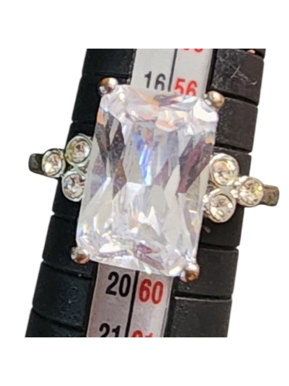 Elegant Silvertone Crystal Ring